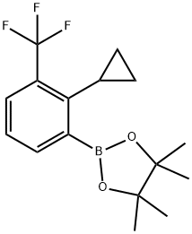 2-(2-cyclopropyl-3-(trifluoromethyl)phenyl)-4,4,5,5-tetramethyl-1,3,2-dioxaborolane Struktur