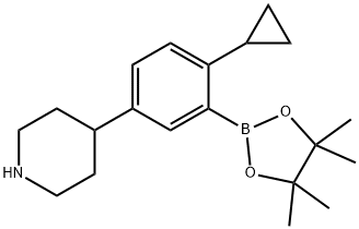 4-(4-cyclopropyl-3-(4,4,5,5-tetramethyl-1,3,2-dioxaborolan-2-yl)phenyl)piperidine, 2223040-99-9, 结构式
