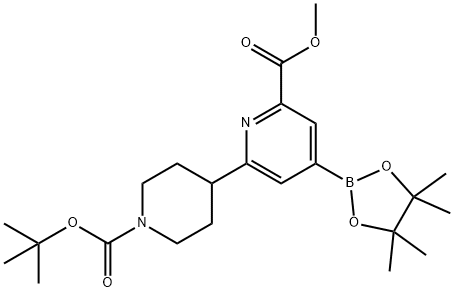 methyl 6-(1-(tert-butoxycarbonyl)piperidin-4-yl)-4-(4,4,5,5-tetramethyl-1,3,2-dioxaborolan-2-yl)picolinate Struktur