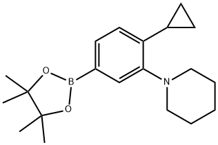 1-(2-cyclopropyl-5-(4,4,5,5-tetramethyl-1,3,2-dioxaborolan-2-yl)phenyl)piperidine Struktur