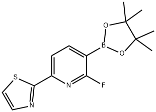 2-Fluoro-6-(thiazol-2-yl)pyridine-3-boronic acid pinacol ester,2223049-01-0,结构式