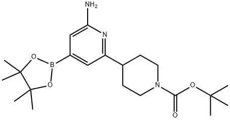 tert-butyl 4-(6-amino-4-(4,4,5,5-tetramethyl-1,3,2-dioxaborolan-2-yl)pyridin-2-yl)piperidine-1-carboxylate, 2223051-45-2, 结构式