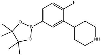 4-(2-fluoro-5-(4,4,5,5-tetramethyl-1,3,2-dioxaborolan-2-yl)phenyl)piperidine, 2223051-69-0, 结构式