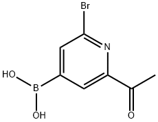 2-Bromo-6-acetylpyridine-4-boronic acid 化学構造式