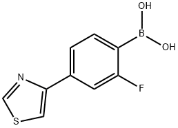 2-Fluoro-4-(thiazol-4-yl)phenylboronic acid 结构式