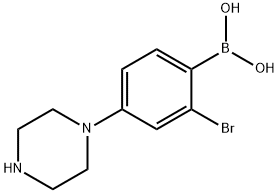2-Bromo-4-(piperazin-1-yl)phenylboronic acid,2225178-26-5,结构式