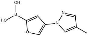 (4-(4-甲基-1H-吡唑-1-基)呋喃-2-基)硼酸, 2225181-26-8, 结构式