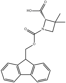 FMOC-(S)-3,3-DIMETHYLAZETIDINE-2-CARBOXYLIC ACID 结构式