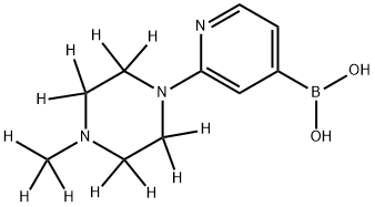 (2-(4-(methyl-d3)piperazin-1-yl-2,2,3,3,5,5,6,6-d8)pyridin-4-yl)boronic acid Struktur