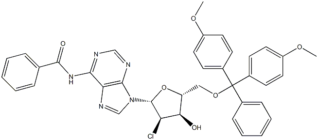 N6-Benzoyl-2'-chloro-5'-O-(4,4'-dimethoxytrityl)-2'-deoxyadenosine 结构式
