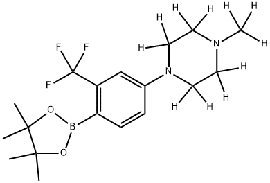 1-(methyl-d3)-4-(4-(4,4,5,5-tetramethyl-1,3,2-dioxaborolan-2-yl)-3-(trifluoromethyl)phenyl)piperazine-2,2,3,3,5,5,6,6-d8 Struktur