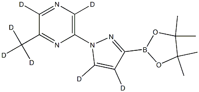2-(methyl-d3)-6-(3-(4,4,5,5-tetramethyl-1,3,2-dioxaborolan-2-yl)-1H-pyrazol-1-yl-4,5-d2)pyrazine-3,5-d2 结构式