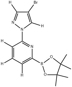 2-(4-bromo-1H-pyrazol-1-yl-3,5-d2)-6-(4,4,5,5-tetramethyl-1,3,2-dioxaborolan-2-yl)pyridine-3,4,5-d3 结构式