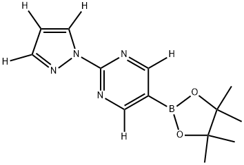 2-(1H-pyrazol-1-yl-d3)-5-(4,4,5,5-tetramethyl-1,3,2-dioxaborolan-2-yl)pyrimidine-4,6-d2 Struktur