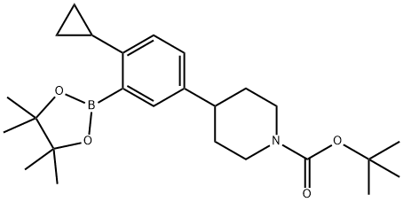 tert-butyl 4-(4-cyclopropyl-3-(4,4,5,5-tetramethyl-1,3,2-dioxaborolan-2-yl)phenyl)piperidine-1-carboxylate Struktur