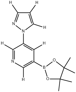 3-(1H-pyrazol-1-yl-d3)-5-(4,4,5,5-tetramethyl-1,3,2-dioxaborolan-2-yl)pyridine-2,4,6-d3 结构式
