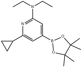 6-cyclopropyl-N,N-diethyl-4-(4,4,5,5-tetramethyl-1,3,2-dioxaborolan-2-yl)pyridin-2-amine 结构式