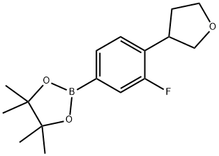 2-(3-fluoro-4-(tetrahydrofuran-3-yl)phenyl)-4,4,5,5-tetramethyl-1,3,2-dioxaborolane 结构式