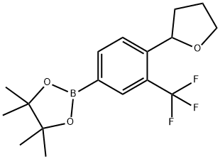 4,4,5,5-tetramethyl-2-(4-(tetrahydrofuran-2-yl)-3-(trifluoromethyl)phenyl)-1,3,2-dioxaborolane 结构式