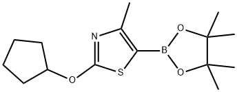 2-(cyclopentyloxy)-4-methyl-5-(4,4,5,5-tetramethyl-1,3,2-dioxaborolan-2-yl)thiazole 结构式