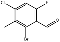 2-bromo-4-chloro-6-fluoro-3-methylbenzaldehyde Structure