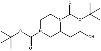 di-tert-butyl 2-(2-hydroxyethyl)piperazine-1,4-dicarboxylate,259808-71-4,结构式