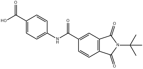4-{[(2-tert-butyl-1,3-dioxo-2,3-dihydro-1H-isoindol-5-yl)carbonyl]amino}benzoic acid Struktur