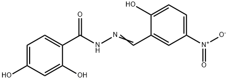 2,4-Dihydroxy-N'-(2-hydroxy-5-nitrobenzylidene)benzohydrazide 结构式