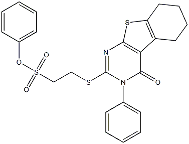 phenyl 2-[(4-oxo-3-phenyl-3,4,5,6,7,8-hexahydro[1]benzothieno[2,3-d]pyrimidin-2-yl)sulfanyl]ethanesulfonate Struktur