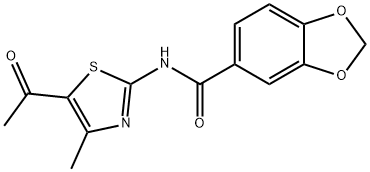 N-(5-acetyl-4-methyl-1,3-thiazol-2-yl)-1,3-benzodioxole-5-carboxamide Struktur