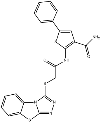 5-phenyl-2-{[([1,2,4]triazolo[3,4-b][1,3]benzothiazol-3-ylsulfanyl)acetyl]amino}thiophene-3-carboxamide Structure