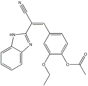 4-[2-(1H-benzimidazol-2-yl)-2-cyanovinyl]-2-ethoxyphenyl acetate Struktur