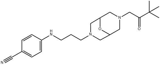 Benzonitrile, 4-[[3-[7-(3,3-dimethyl-2-oxobutyl)-9-oxa-3,7-diazabicyclo[3.3.1]non-3-yl]propyl]amino]- Structure