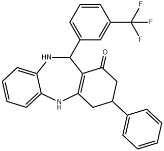 3-phenyl-11-[3-(trifluoromethyl)phenyl]-2,3,4,5,10,11-hexahydro-1H-dibenzo[b,e][1,4]diazepin-1-one Structure