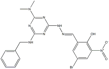 5-bromo-2-hydroxy-3-nitrobenzaldehyde [4-(benzylamino)-6-(dimethylamino)-1,3,5-triazin-2-yl]hydrazone Structure