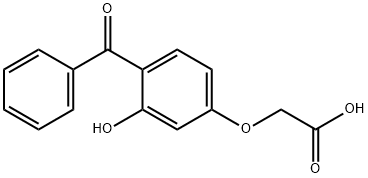 (4-ベンゾイル-3-ヒドロキシフェノキシ)酢酸 化学構造式