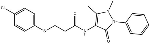 3-[(4-chlorophenyl)sulfanyl]-N-(1,5-dimethyl-3-oxo-2-phenyl-2,3-dihydro-1H-pyrazol-4-yl)propanamide Struktur