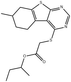 sec-butyl [(7-methyl-5,6,7,8-tetrahydro[1]benzothieno[2,3-d]pyrimidin-4-yl)sulfanyl]acetate Struktur
