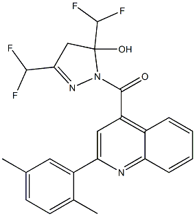 3,5-bis(difluoromethyl)-1-{[2-(2,5-dimethylphenyl)-4-quinolinyl]carbonyl}-4,5-dihydro-1H-pyrazol-5-ol|