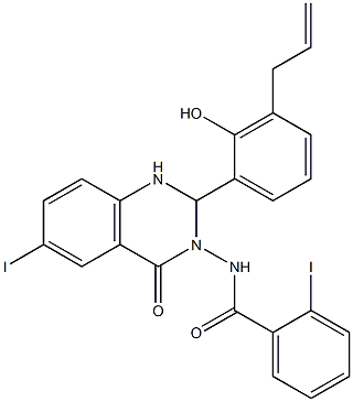 N-(2-(3-allyl-2-hydroxyphenyl)-6-iodo-4-oxo-1,4-dihydro-3(2H)-quinazolinyl)-2-iodobenzamide Structure