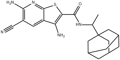 N-[1-(1-adamantyl)ethyl]-3,6-diamino-5-cyanothieno[2,3-b]pyridine-2-carboxamide Struktur