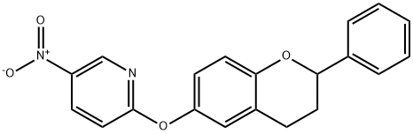 2-[(3,4-Dihydro-2-phenyl-2H-1-benzopyran-6-yl)oxy]-5-nitro-pyridine 化学構造式
