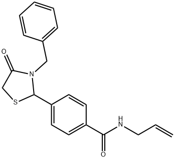 N-allyl-4-(3-benzyl-4-oxo-1,3-thiazolidin-2-yl)benzamide 结构式