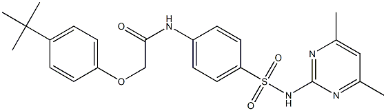 2-[4-(tert-butyl)phenoxy]-N-(4-{[(4,6-dimethyl-2-pyrimidinyl)amino]sulfonyl}phenyl)acetamide Struktur