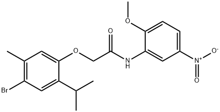 2-(4-bromo-2-isopropyl-5-methylphenoxy)-N-(2-methoxy-5-nitrophenyl)acetamide Structure