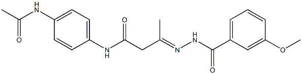 N-[4-(acetylamino)phenyl]-3-[(3-methoxybenzoyl)hydrazono]butanamide Struktur