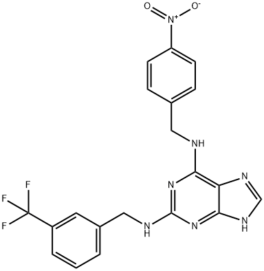 N6-[(4-nitrophenyl)methyl]-N2-[[3-(trifluoromethyl)phenyl]methyl]-1H-Purine-2,6-diamine Struktur