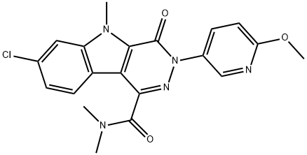 3H-Pyridazino[4,5-b]indole-1-carboxaMide, 7-chloro-4,5-dihydro-3-(6-Methoxy-3-pyridinyl)-N,N,5-triMethyl-4-oxo- 结构式