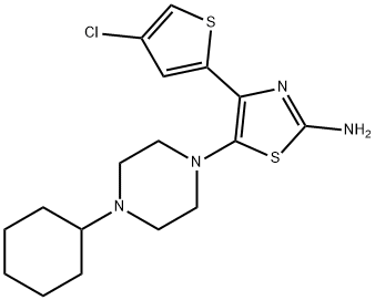 4-(4-氯噻吩-2-基)-5-(4-环己基哌嗪-1-基)噻唑-2-胺, 570407-42-0, 结构式