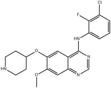 N-(3-chloro-2-fluorophenyl)-7-methoxy-6-(piperidin-4-yloxy)quinazolin-4-amine Structure